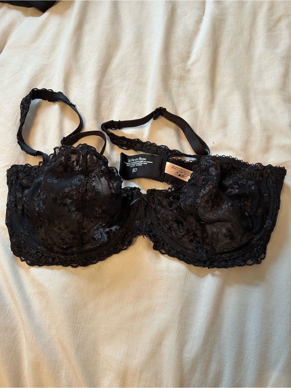 La Vie en Rose Black Lace Underwire Bra